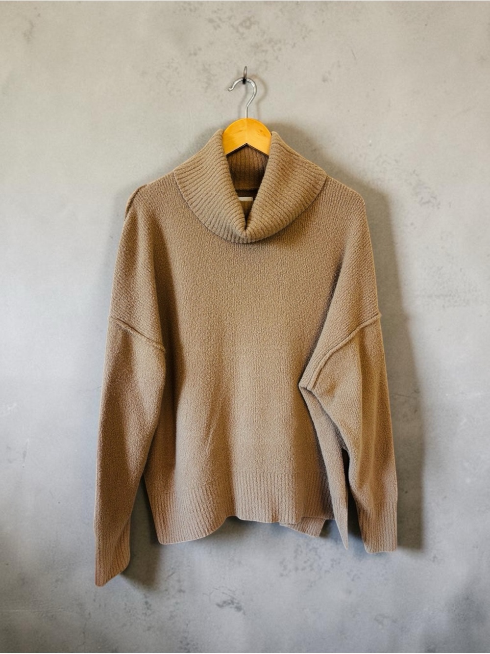 aerie Tan Cowl Neck Sweater